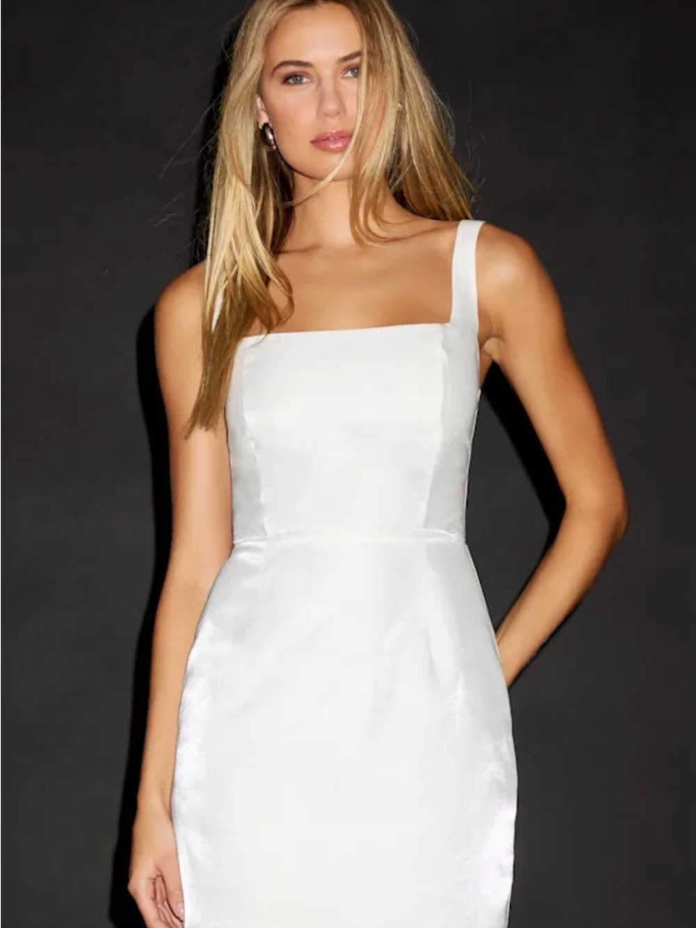 Gorgeous Aesthetic Ivory Taffeta Sleeveless Mini Dress